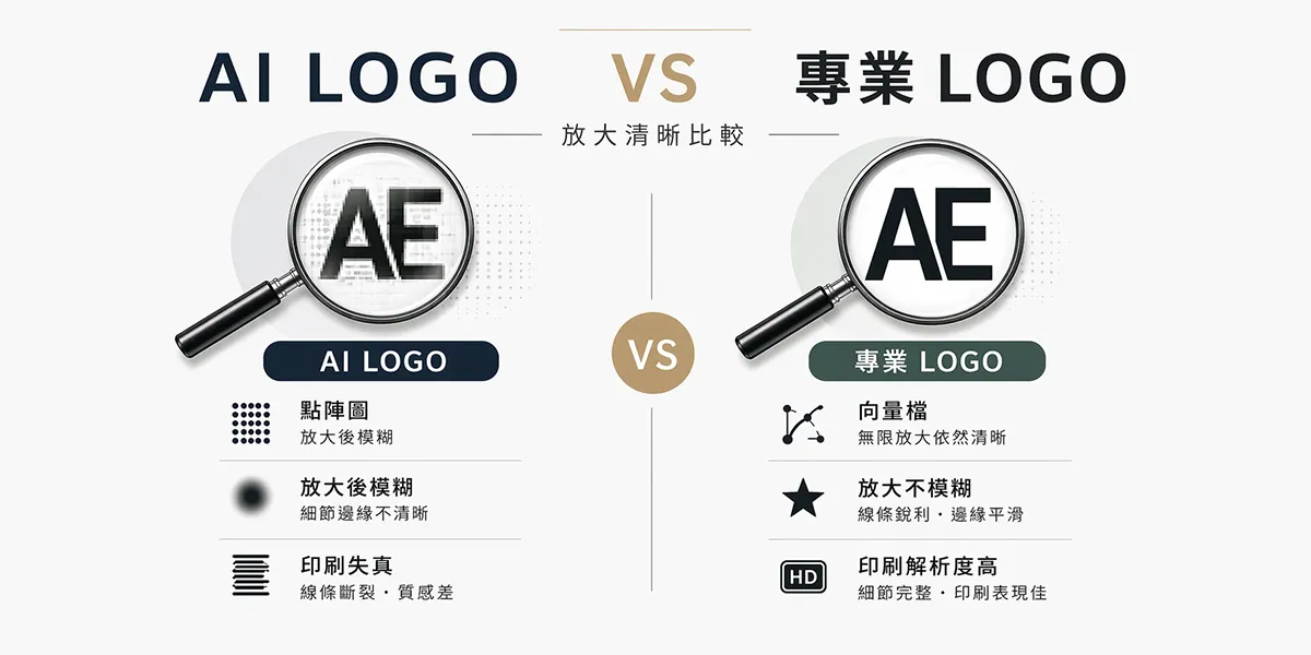 AI LOGO- 專業LOGO-放大清晰比較-GOLINE 高雄設計