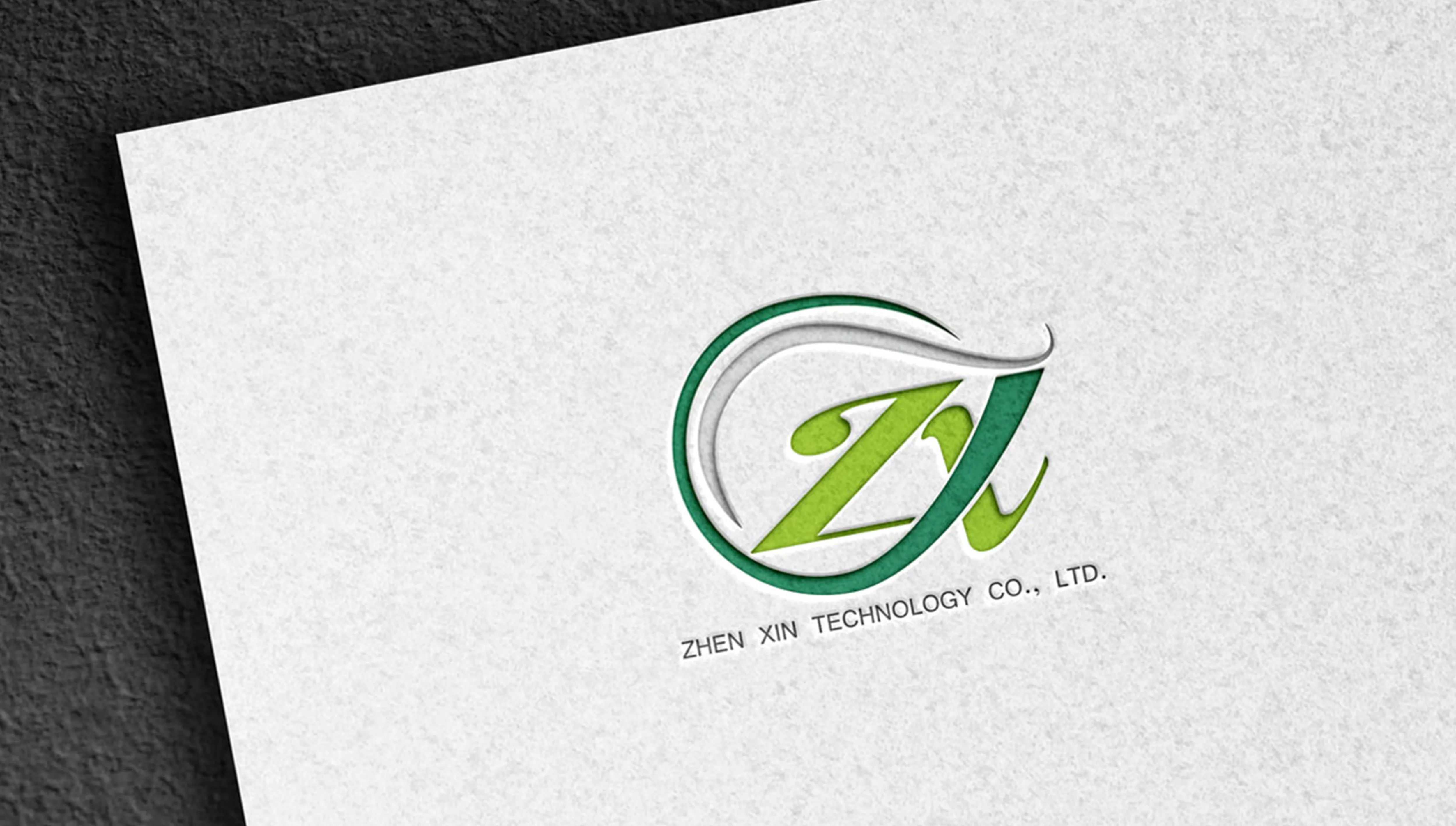 zhen-xin-technology-真信科技公司-英文字母LOGO設計-優雅草寫幾何凸版局部UV-高雄GOLINE設計 (全台服務)