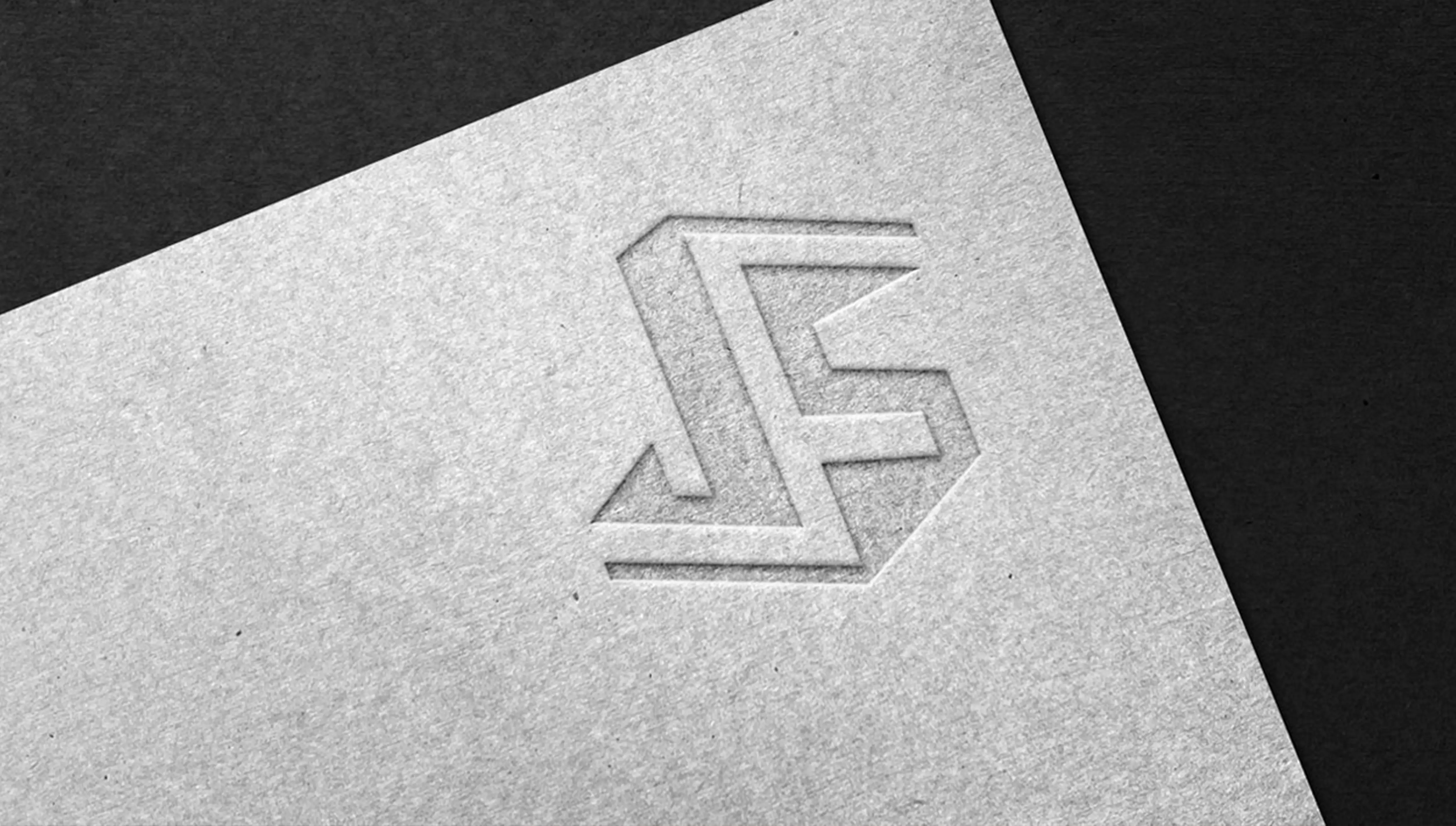 jf-英文字母LOGO設計-建築工程極簡幾何風-厚紙壓凹工藝-高雄GOLINE設計 (全台服務)